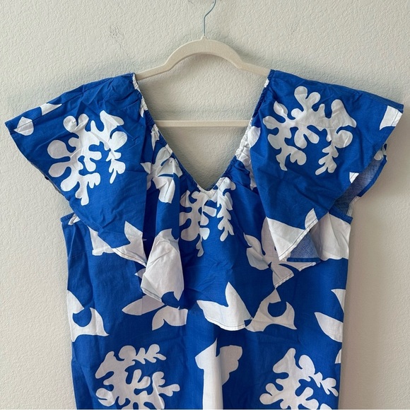 Tuckernuck V Neck Ruffle Floral Midi Dress SZ M - Picture 3 of 7